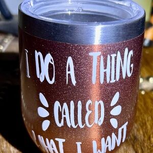 Sparkling rose gold wine Tumbler with Lid